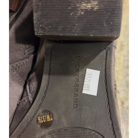 Lucky Brand LK-Bahrie Oiled Suede Titanium Bootie Women's Size 7W Gray - Picture 11 of 13